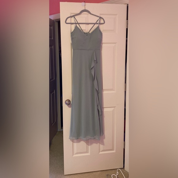 Birdy Grey Theresa Chiffon Bridesmaid Dress - Sage (hemmed; has pockets) - Picture 1 of 16